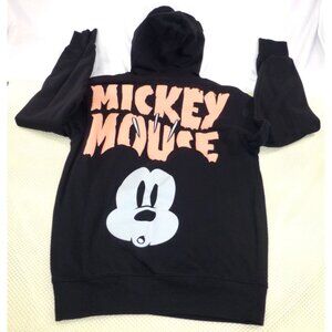 Spooky Black Disney Mickey Mouse Hoodie Graphic Front & Back Print Small